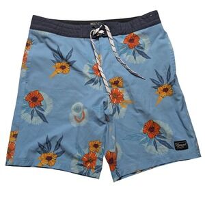 Nomad Surf Shop‎ Mens Blue Floral Tropical Board Shorts Swim Trunks Size 30 EUC